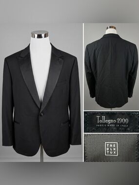 The Blk Tux Men’s 52R Tollegno 1900 Merino Wool Tuxedo Jacket Satin Lapel